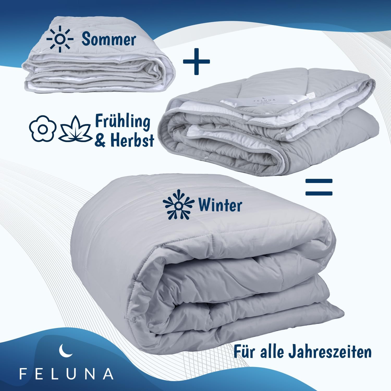 Thumbnail 1 de Feluna® 4 Seasons 2-in-1 Duvet, Washable Polyester, 155 x 220 cm