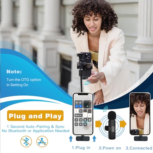 Detalle de Alles Gute Micro Cravate Sans Fil pour iPhone/iOS/Android — Microphone Lavalier Portable, Réduction du Bruit, Plug-and-Play