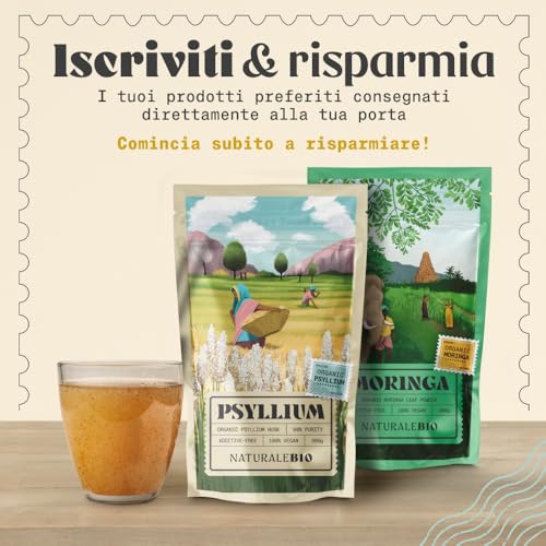 Detalle de NaturaleBio Bucce di Psillio Bio 99%: fibre pure e vegan, senza glutine