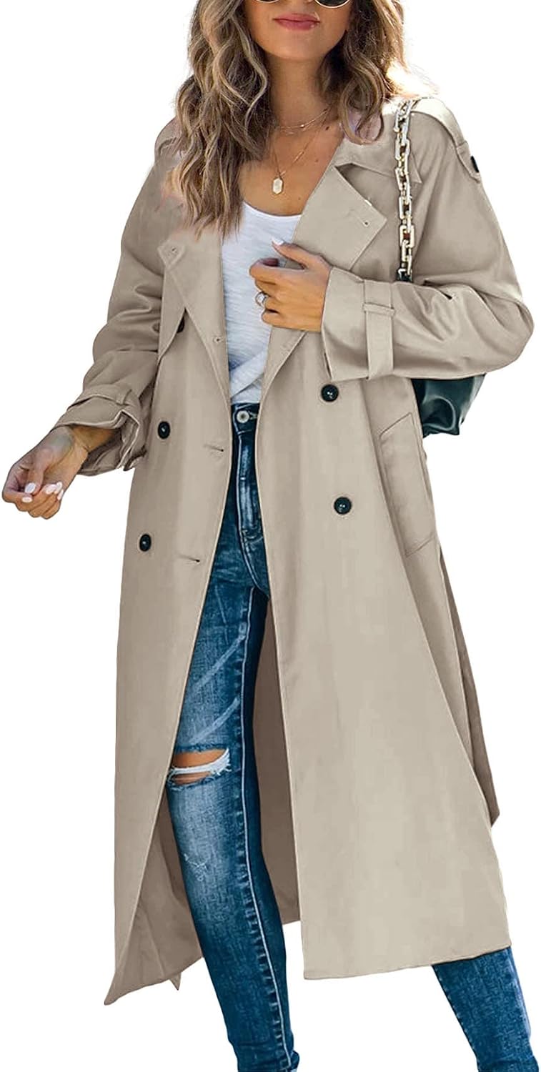 Detalle de Makkrom Women's Double Breasted Trench Coat 🌬