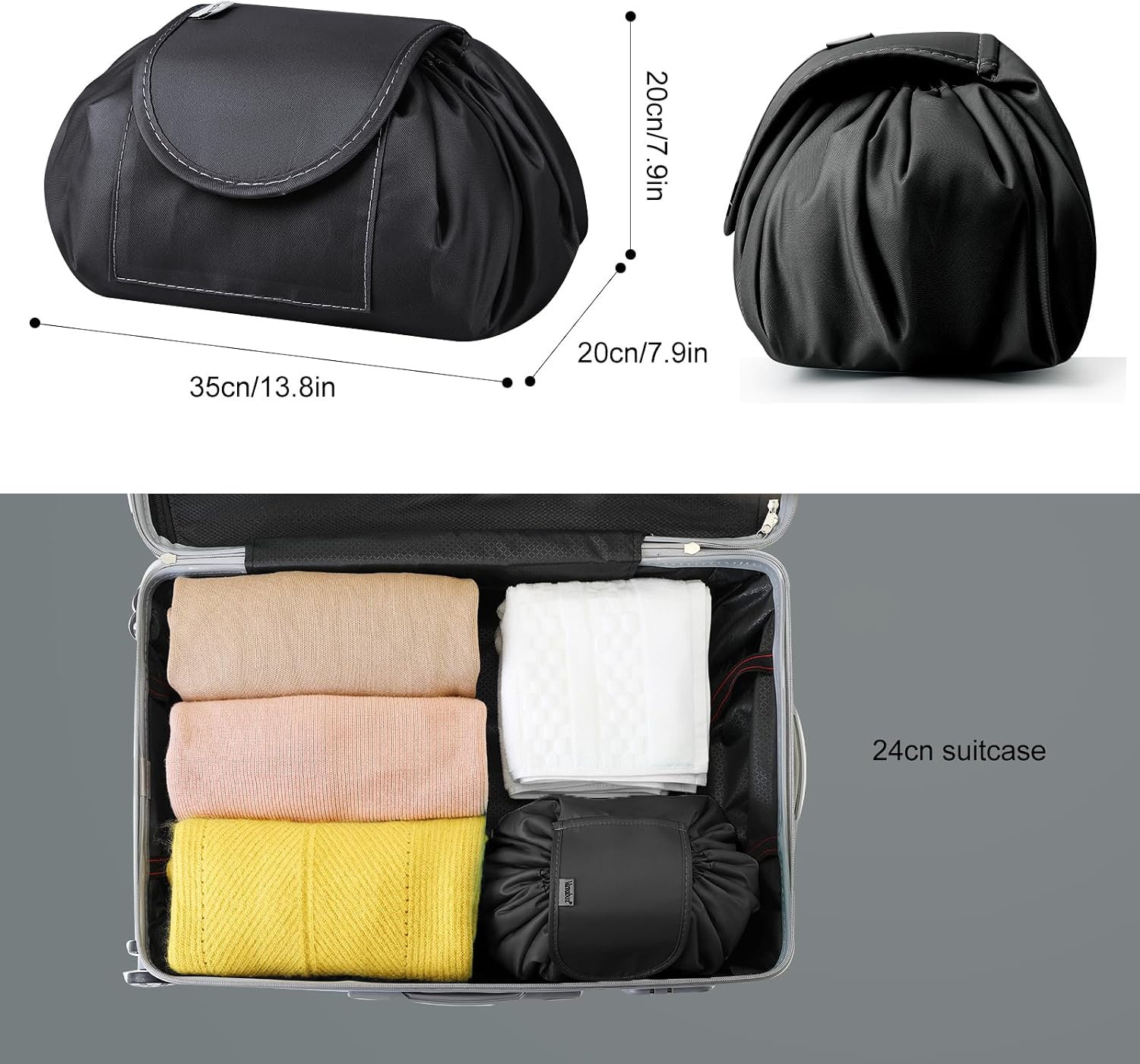 Thumbnail 5 de Lazy Drawstring Makeup Bag Light Black
