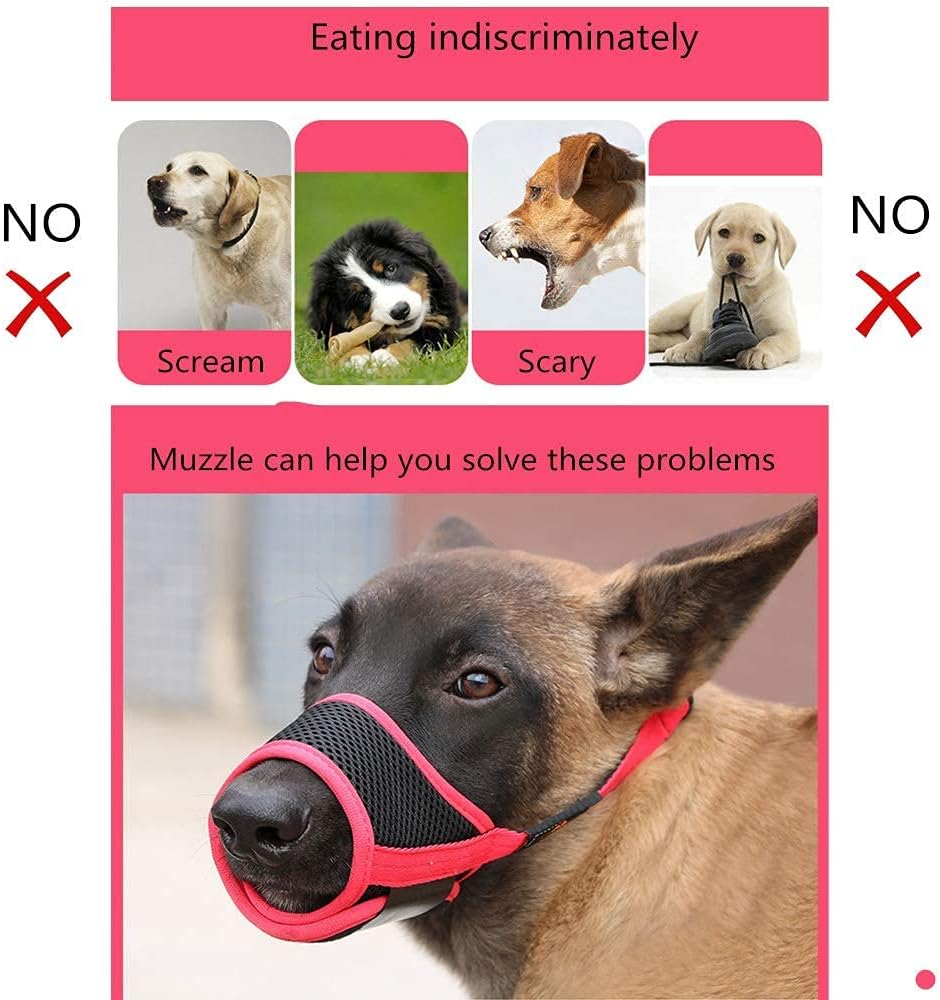Detalle de HEELE Maulkorb für Hunde mit verstellbarer Schlaufe (M, Orange) – atmungsaktiv & sicher
