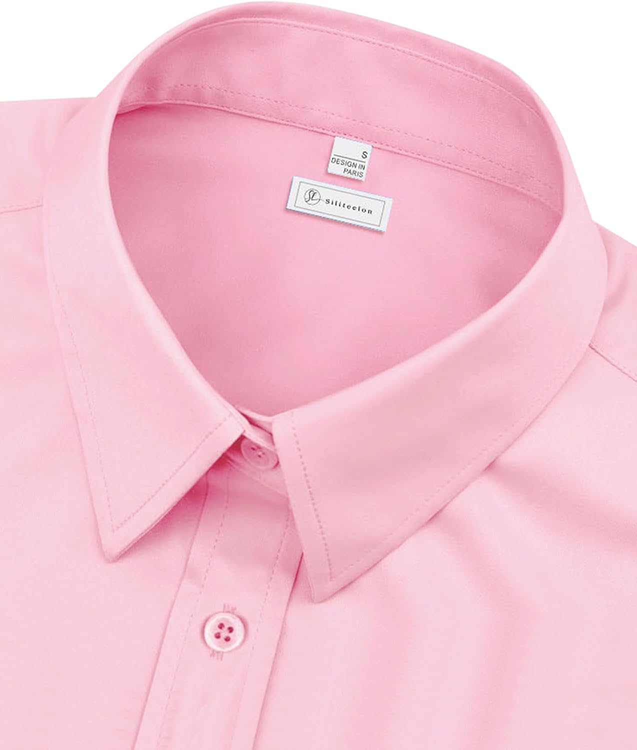 Detalle 2 de siliteelon Damen Bluse Bügelfrei Regular Fit – Stretch Oberhemd für Business & Freizeit