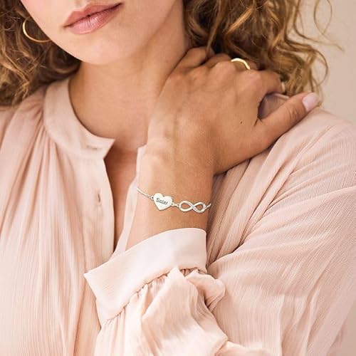 Thumbnail 5 de Smilya Sister Birthday Gifts for Girls: Adjustable Sterling Silver Heart & Infinity Bracelet