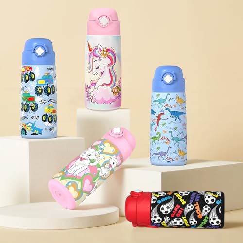 Detalle de Ntswasd Borraccia Termica Bambini 500 ml in Acciaio Inox Unicorno – BPA free, antileak, con cannucia e pulizia
