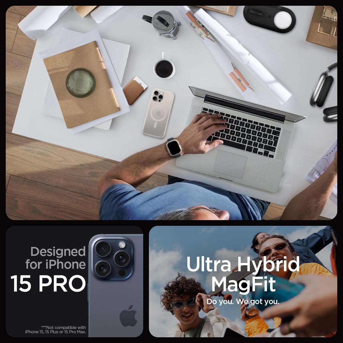 Thumbnail 1 de Spigen Ultra Hybrid MagFit iPhone 15 Pro 6,1" — semi-transparent