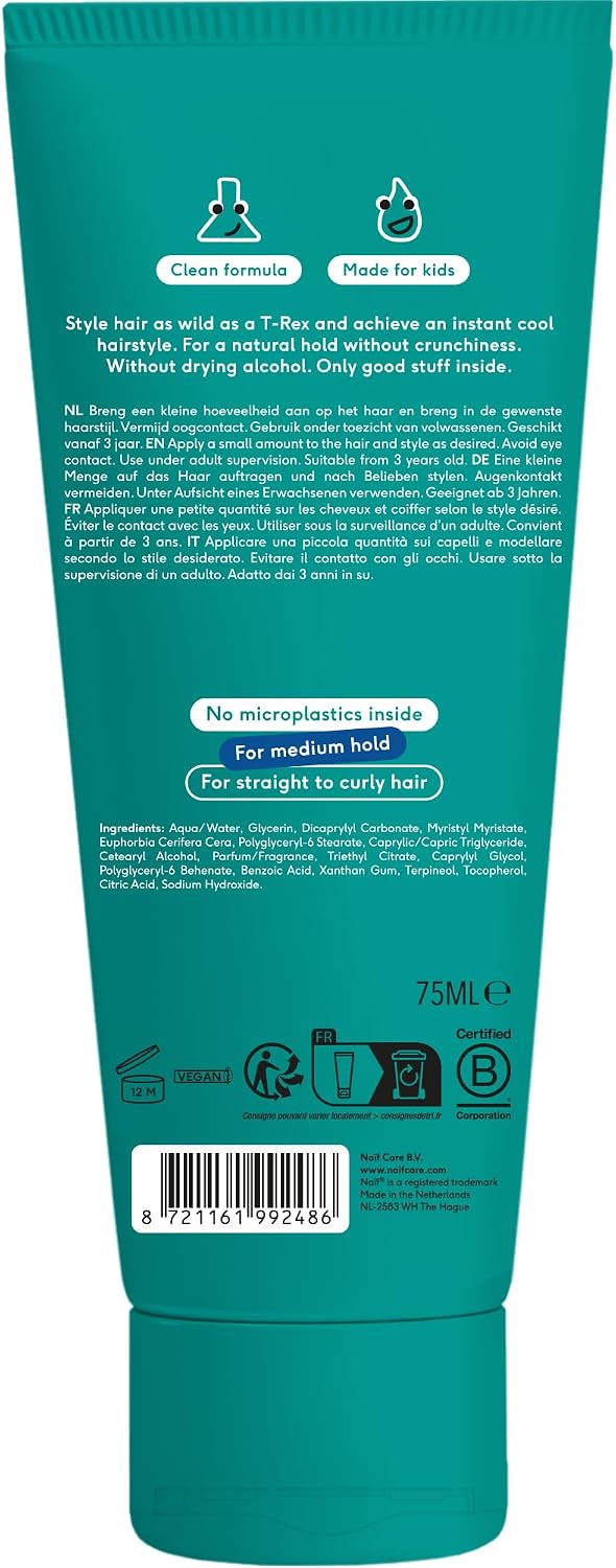Detalle de Naïf Cera per capelli per bambini 3+ – Gel modellante a tenuta media, 75 ml