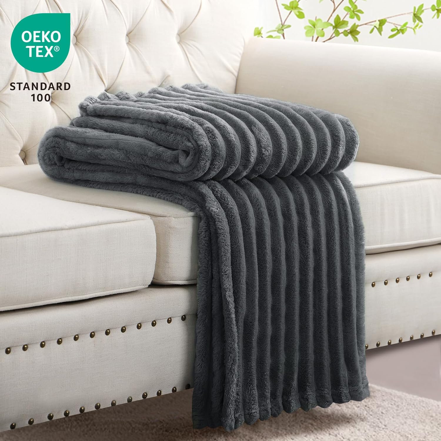 Detalle de RUIKASI fleece throw blanket 150x200cm
