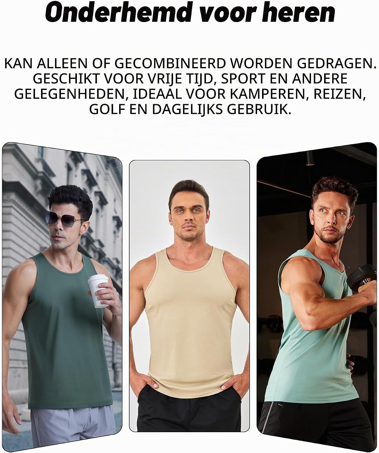 Thumbnail 6 de KEFITEVD katoenen tanktop voor heren, los en elastisch voor sport en zomer
