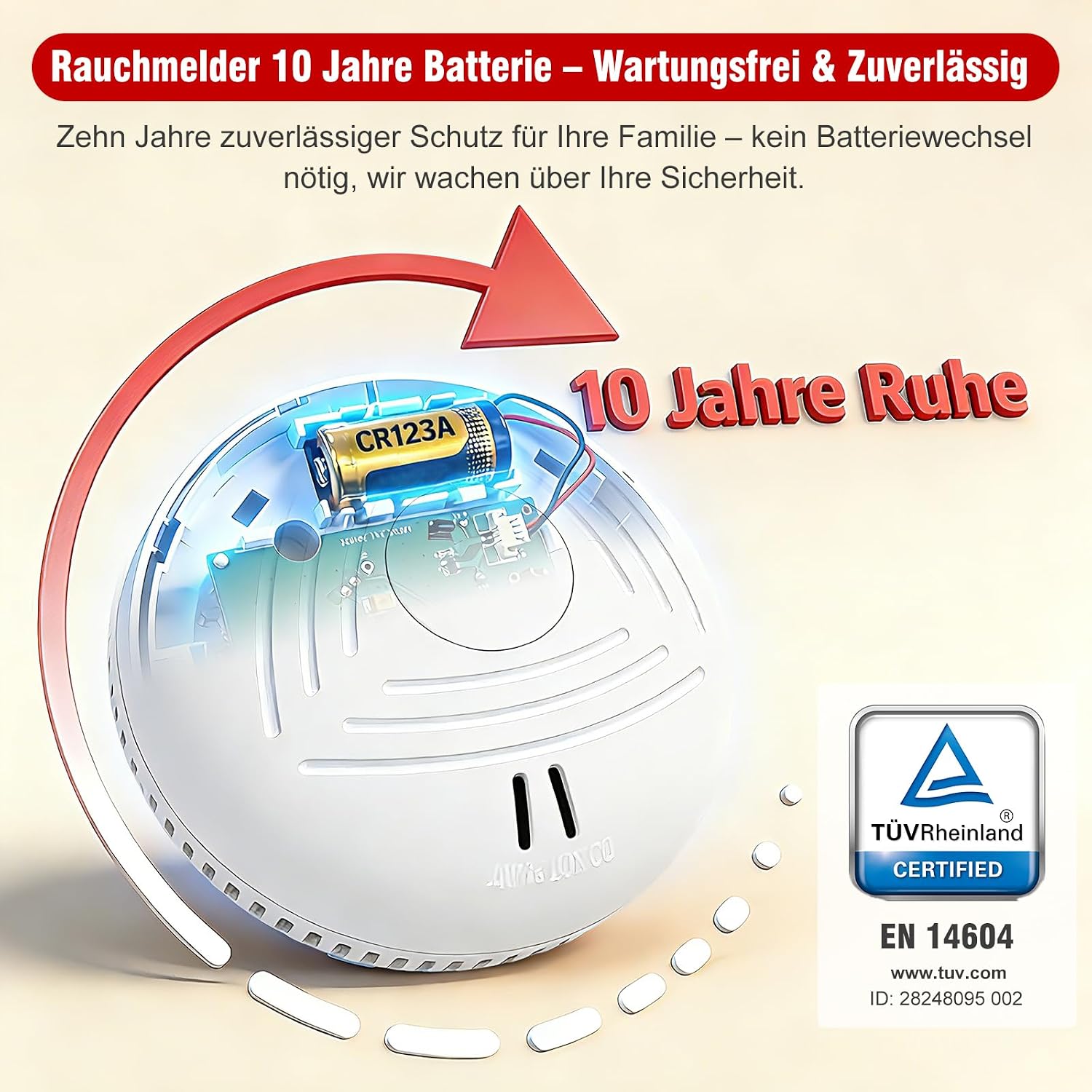 Detalle 1 de DAYTECH Rauchmelder 10 Jahre Batterie – 4er Set