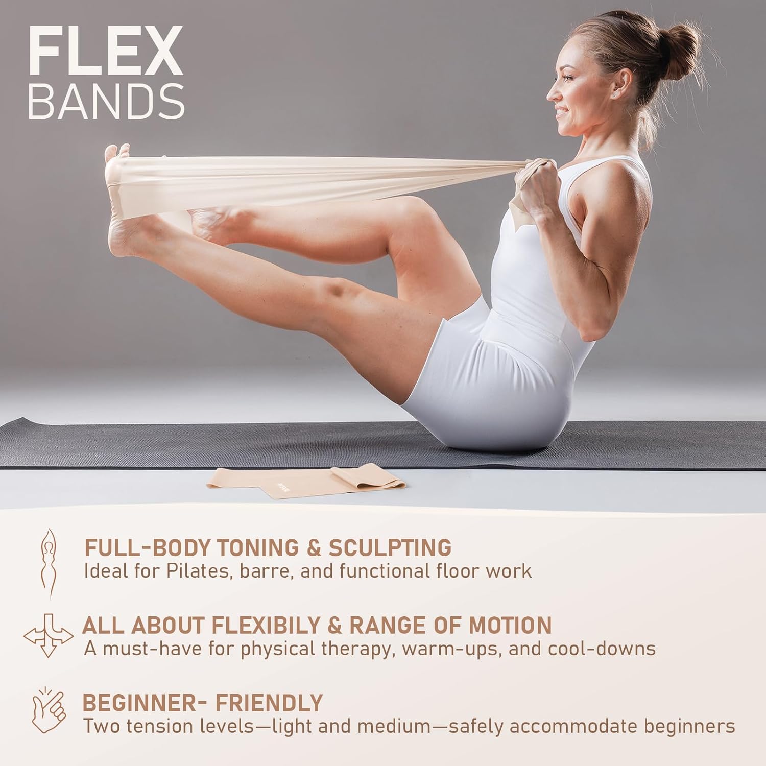 Detalle 2 de PhysKcal Pilates Kit: 15-Inch Ring, Core Ball, 3 Resistance Bands, Flex Bands, and Poster for Home Workouts