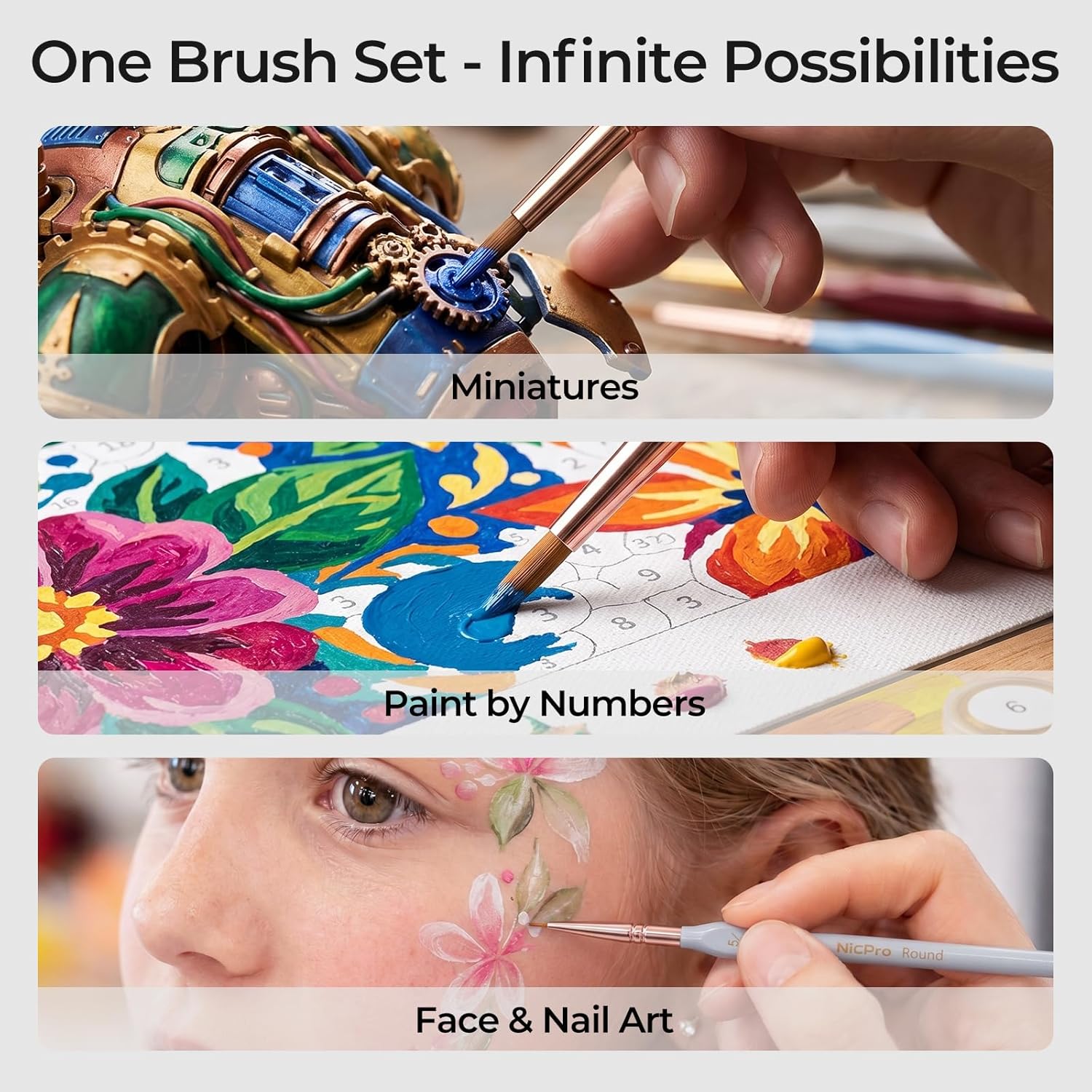 Thumbnail 6 de Nicpro 10PCS Micro Fine Detail Brush Set