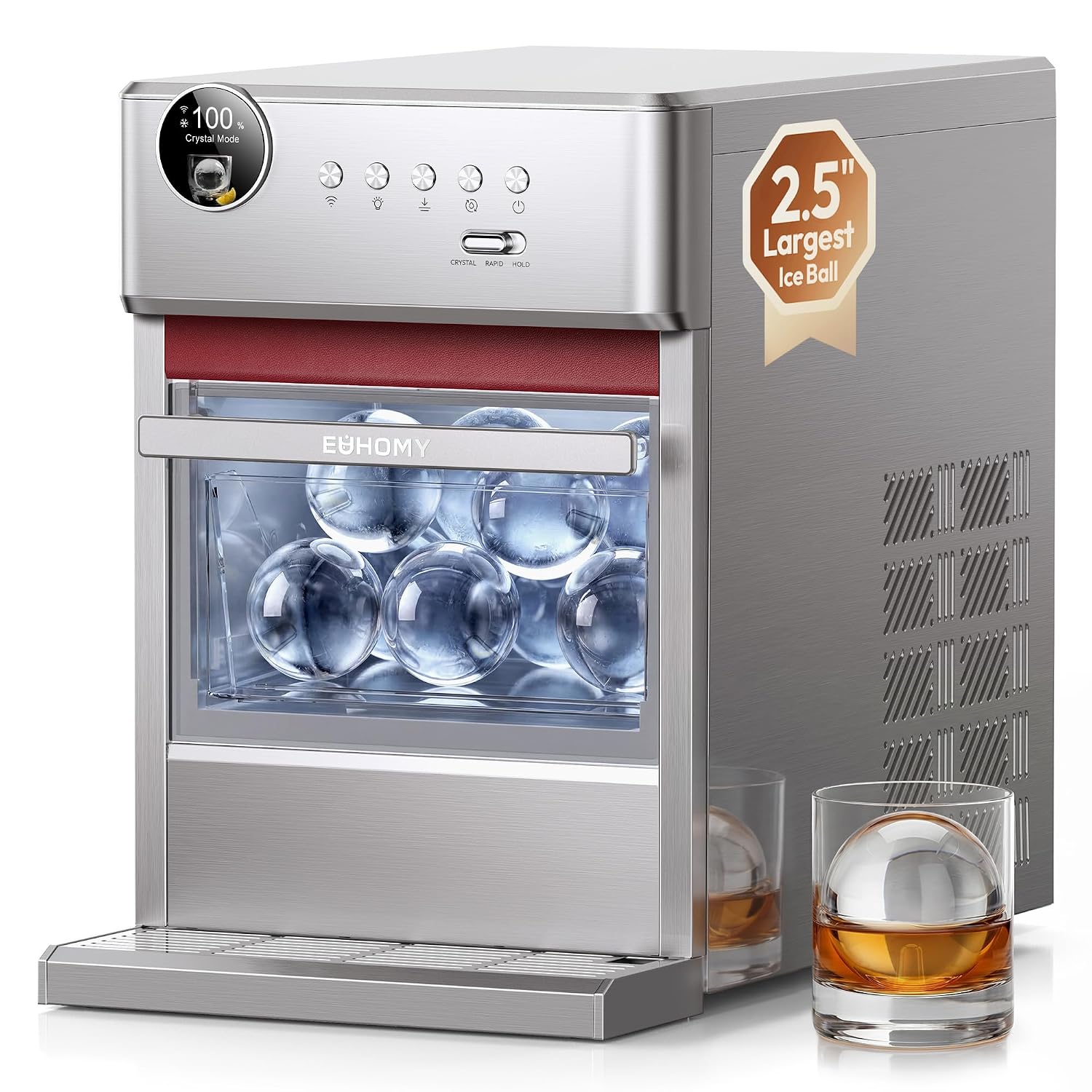 Detalle de EUHOMY IM031-S Clear Ice Ball Maker, 2.5-Inch Spheres, App Control