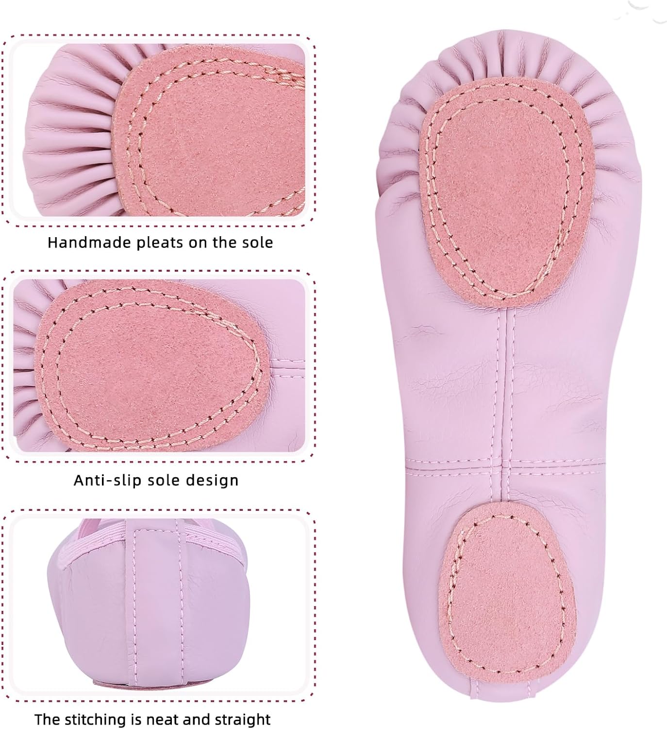 Detalle de Ulicox PU Leather Ballet Shoes for Kids and Adults: Split Sole Dance Flats