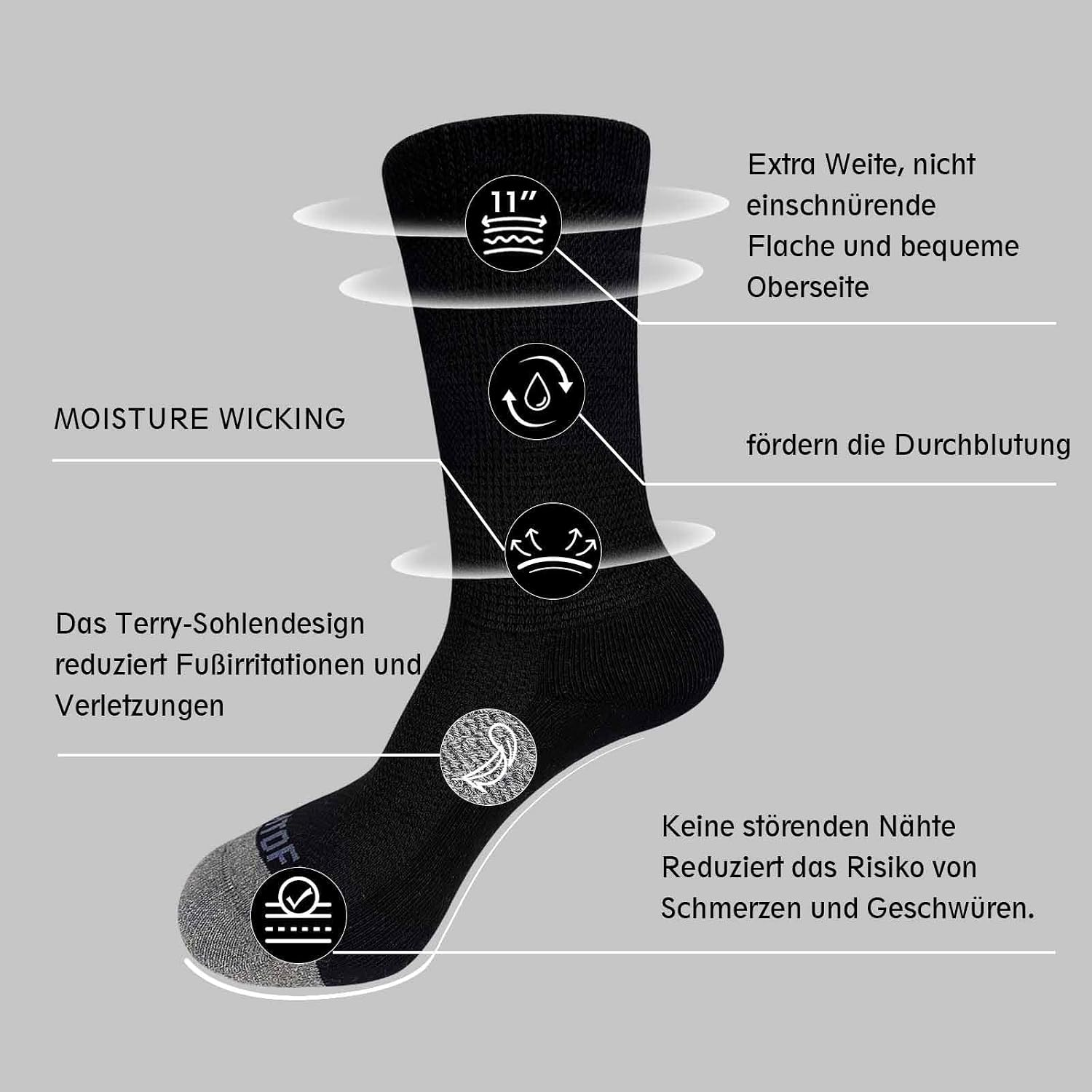 Thumbnail 3 de LOFIR Diabetiker Baumwolle Socken Herren 4 Paare