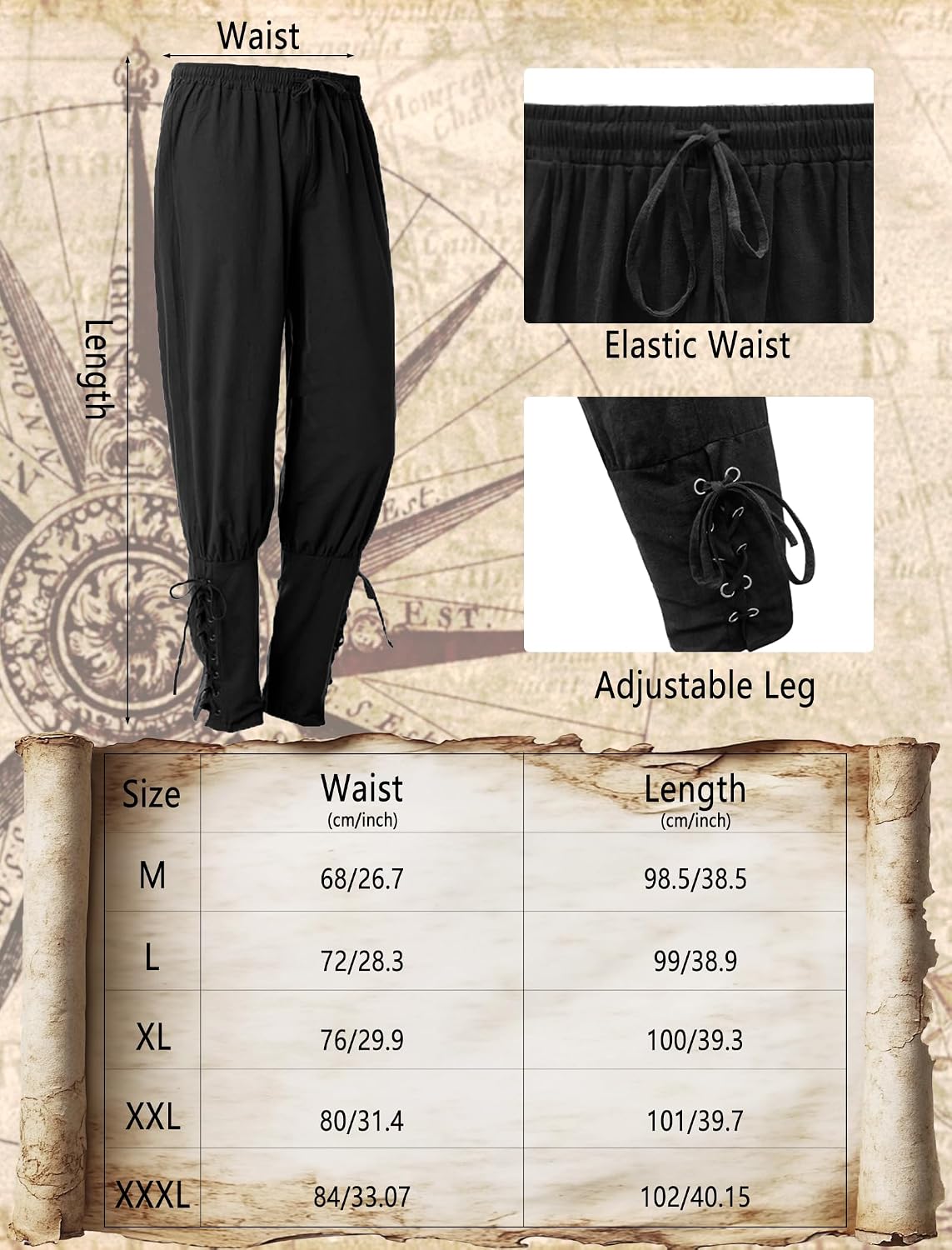 Thumbnail 6 de Men's Pirate Costume with Lace-Up Shirt, Pants, Sash, and 8 Pieces