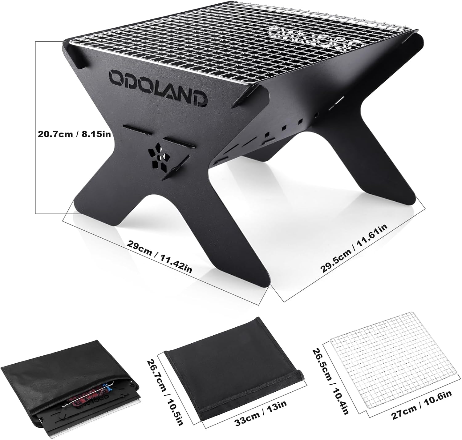 Detalle de Odoland Campfire Grill, Heavy-Duty Iron
