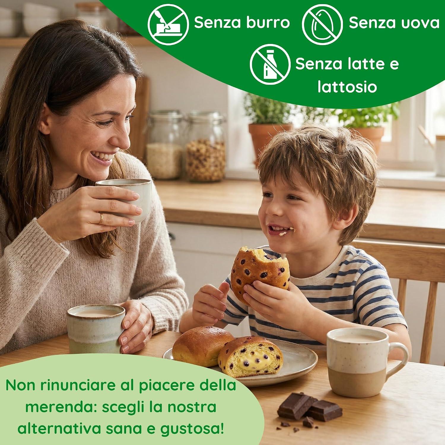 Thumbnail 1 de Brioche Vegane 2 Gusti con Crema e Mirtilli e Cocco e Cioccolato – Vegan With Love, 45g x 24pz (6 Confezioni)