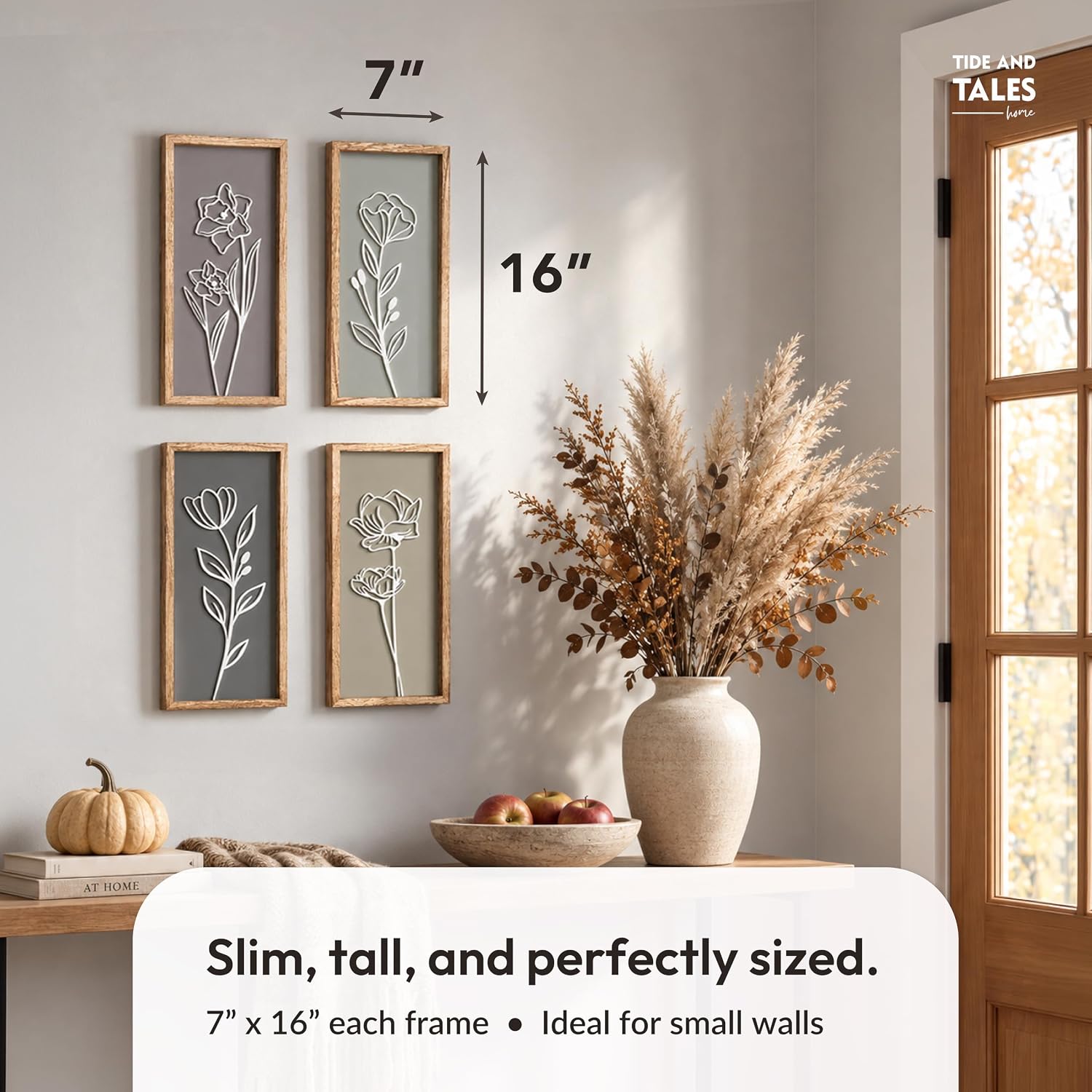 Detalle 2 de 3D Wooden Floral Wall Art Set of 4 ๐ผ