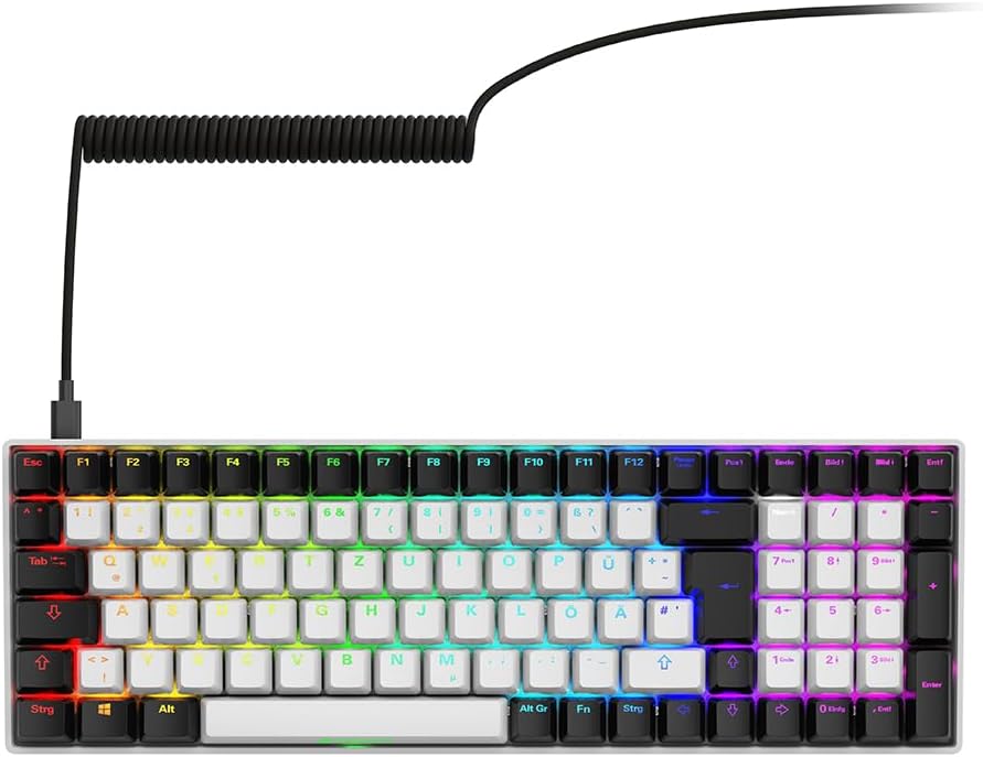 Thumbnail 1 de Sharkoon SGK50 S2 Weiß RGB mit Gateron Braun – kompakte 96%-Tastatur fürs Custom-Makro-Setup