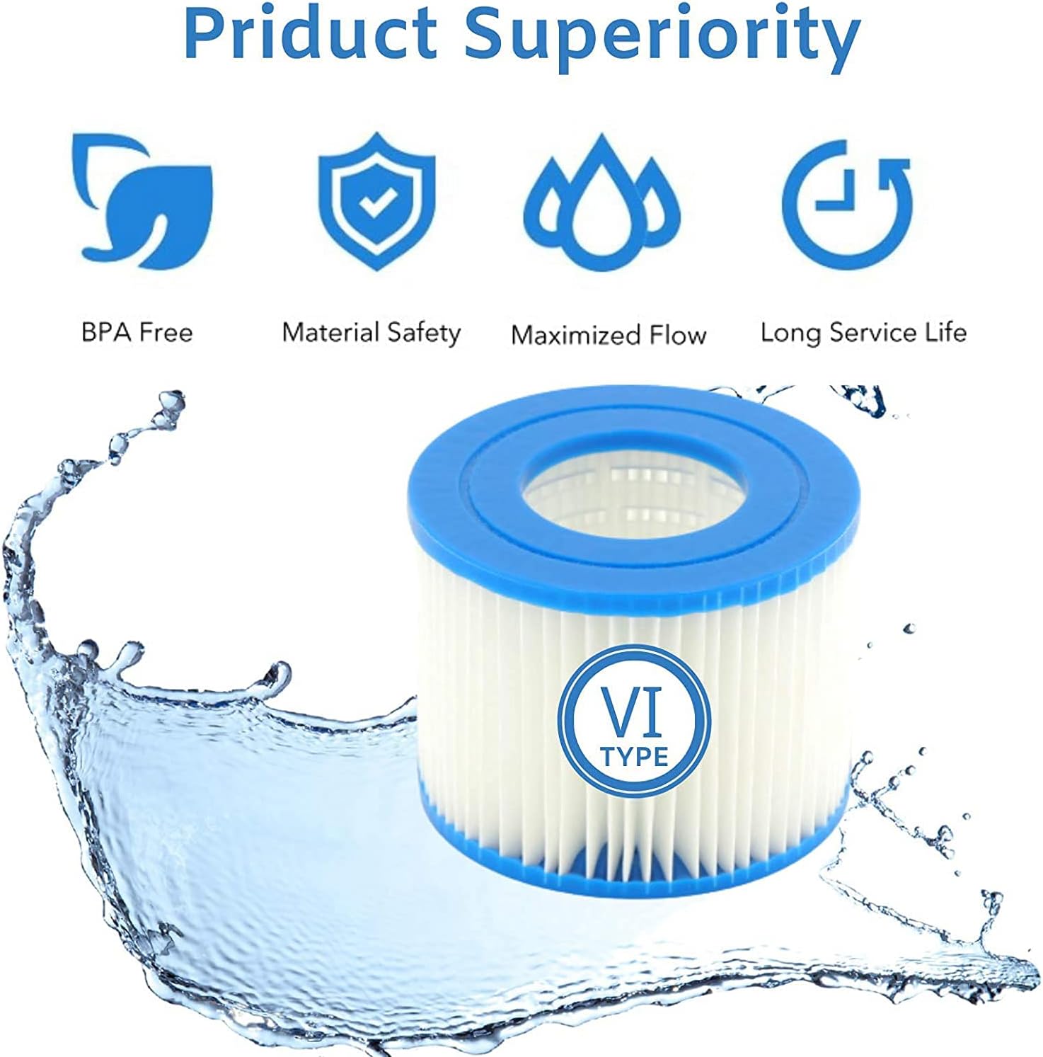 Thumbnail 4 de Mscomft VI Replacement Filter Cartridge for Pool – 8 Pack (VI Filter) for Bestway Flowclear