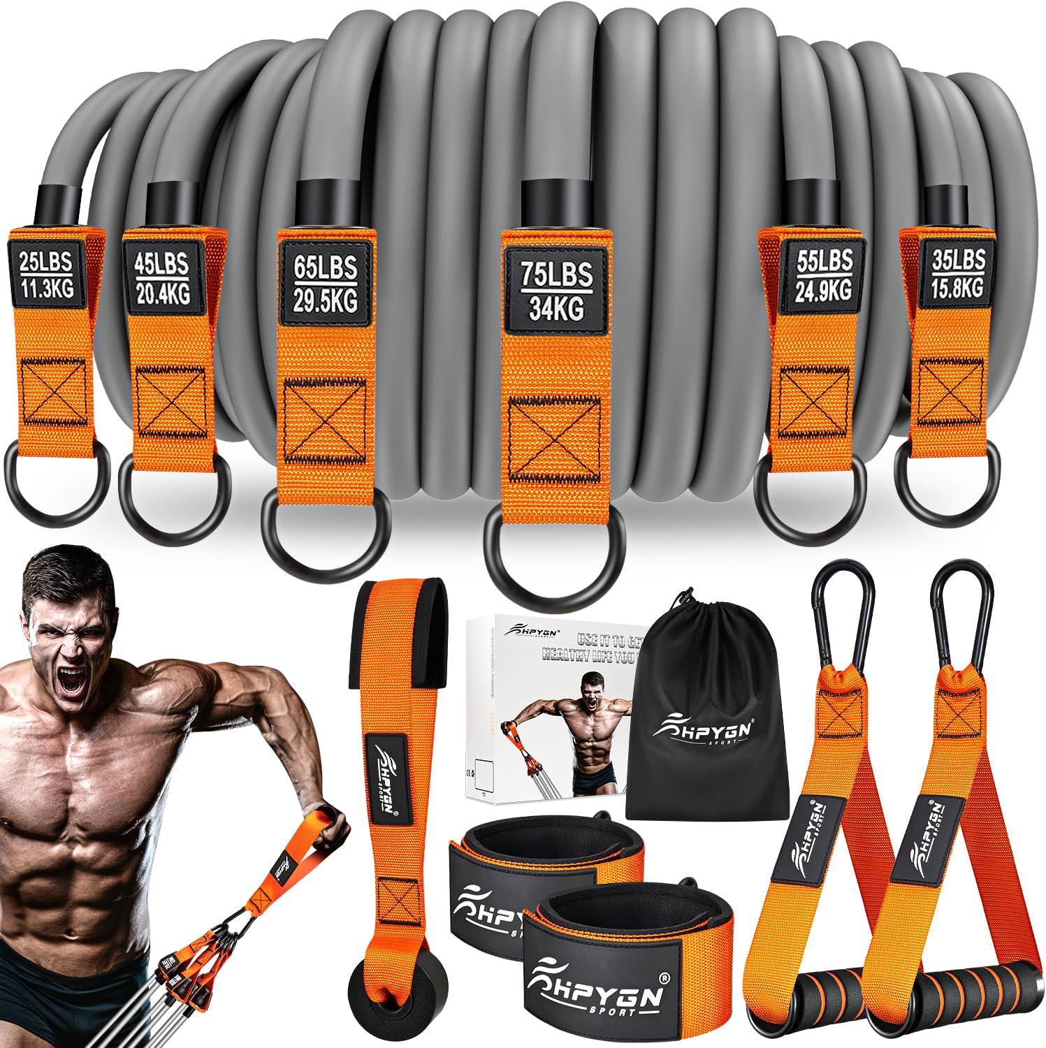 Detalle de HPYGN 300LBS Resistance Bands ⚙
