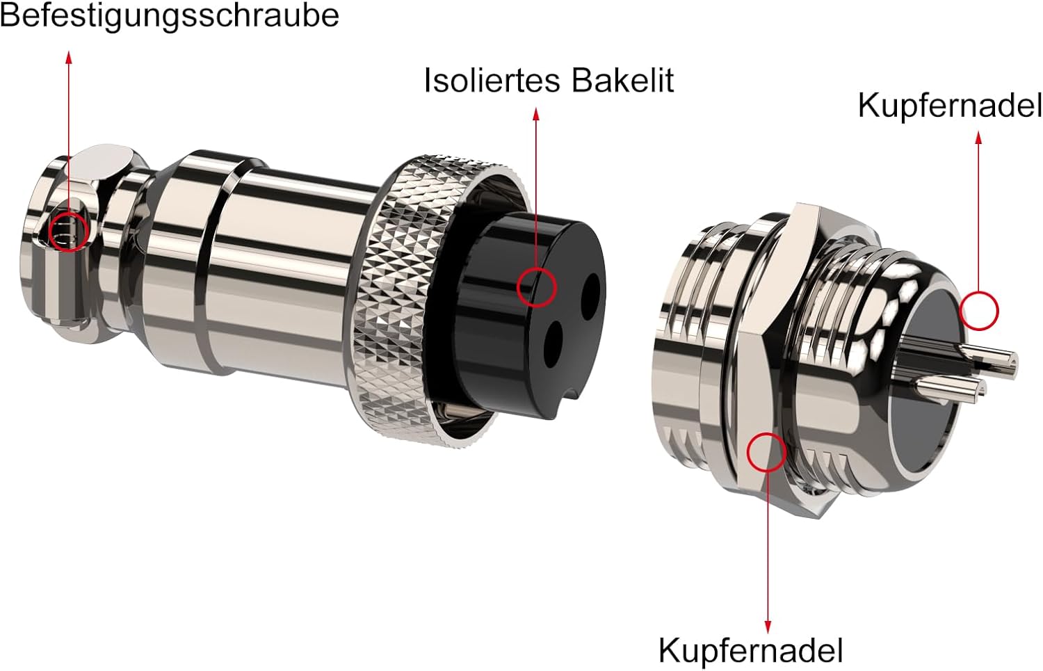 Thumbnail 2 de CLDIY GX16 2‑poliger Metallrundstecker 10 Stück 🔌