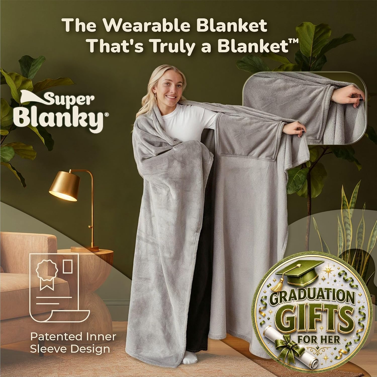 Detalle de Super Blanky Wearable Blanket 70" x 60" 🧣