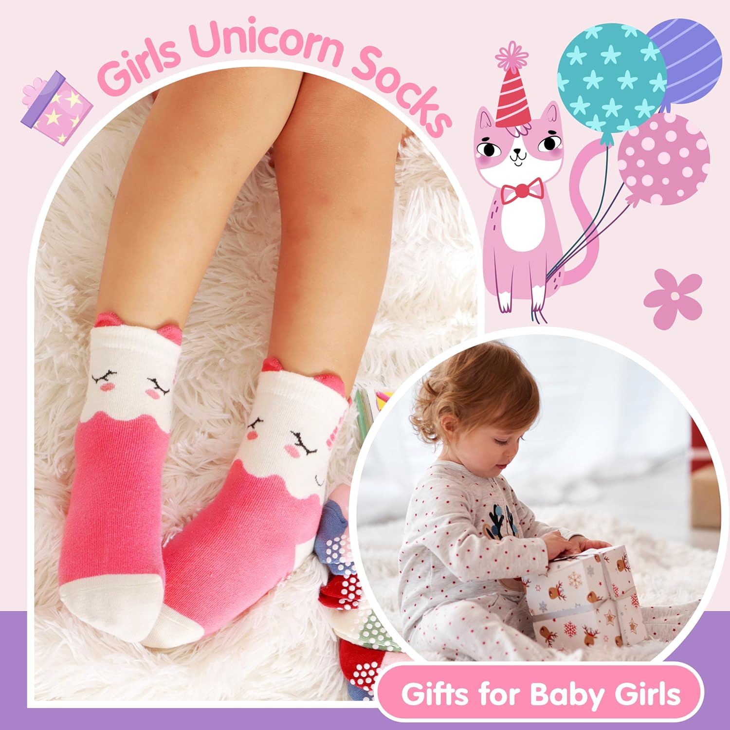 Thumbnail 5 de Welwoos 12 Baby Girls Non‑Slip Socks