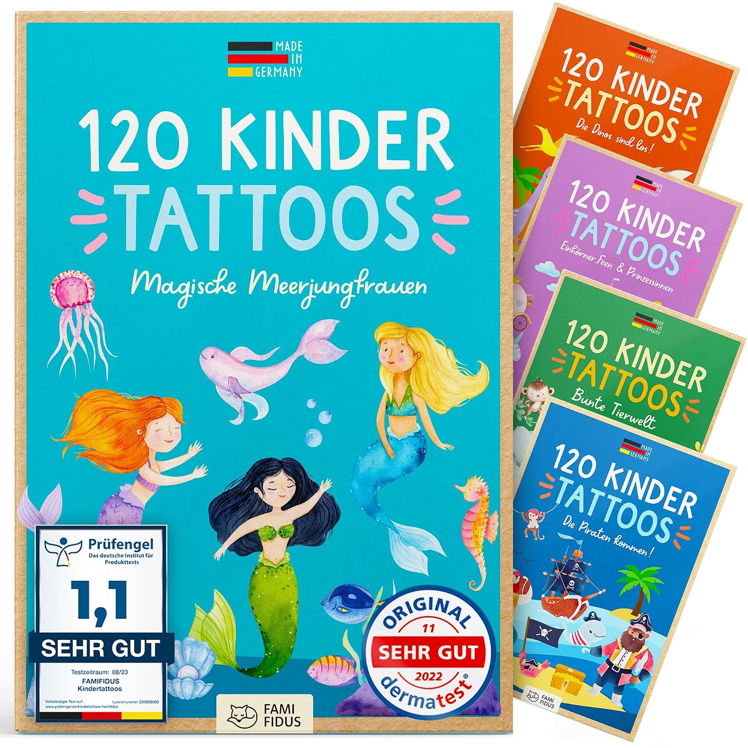 Detalle de Famifidus 120 Kinder Tattoos – hautfreundliche Tattoos für Mädchen und Jungen (Made in Germany)