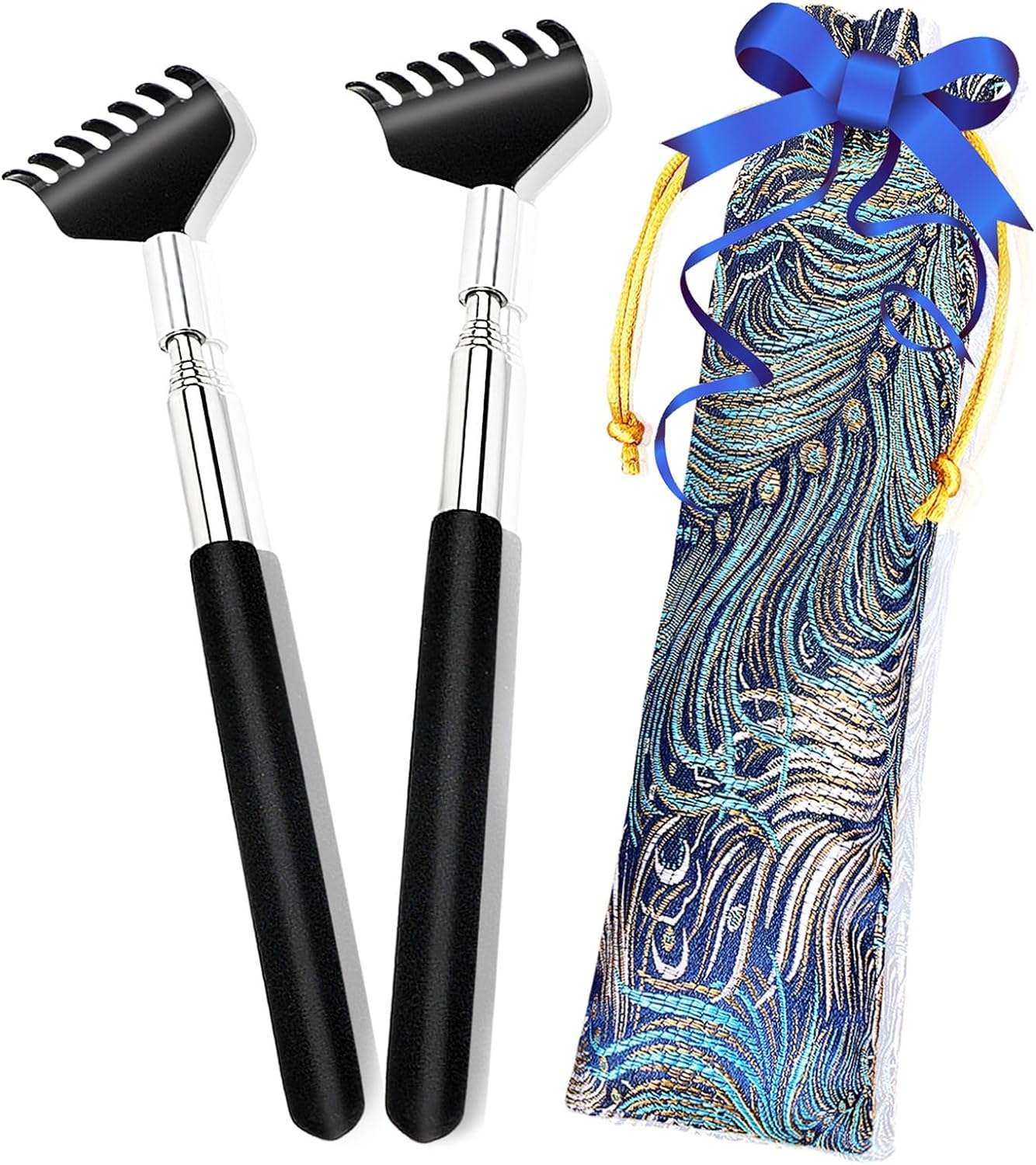 Detalle de ONEEKK HBITT Telescopic Back Scratchers, 2-Pack with Rubber Grip