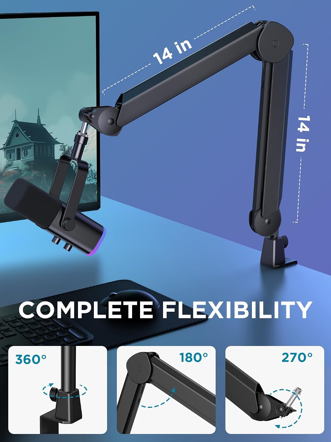 Detalle de InnoGear PSA68 Microphone Boom Arm with Cable Channel and 5/8-Inch Mount