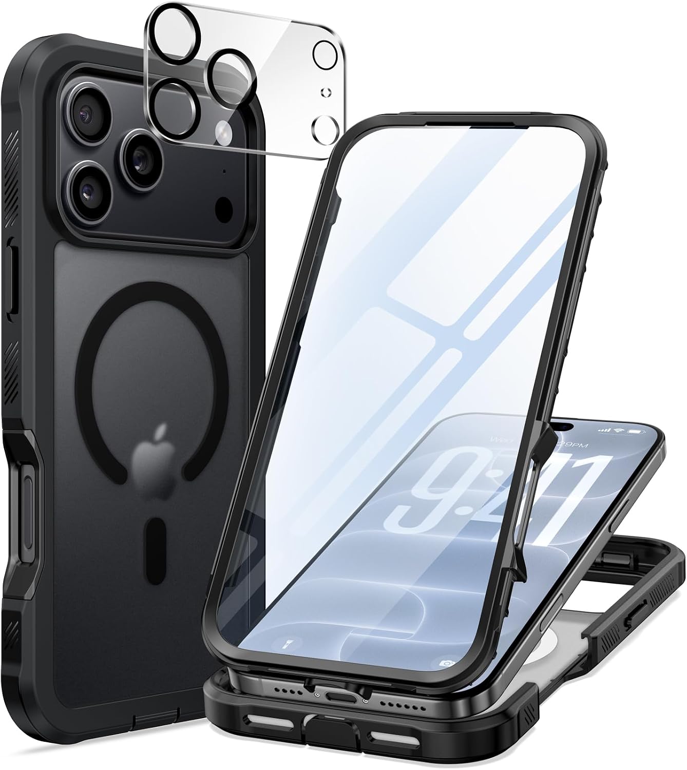 Detalle de seacosmo for 18 17 Pro Max Case, Matte Black, Built-In Glass & MagSafe Ring