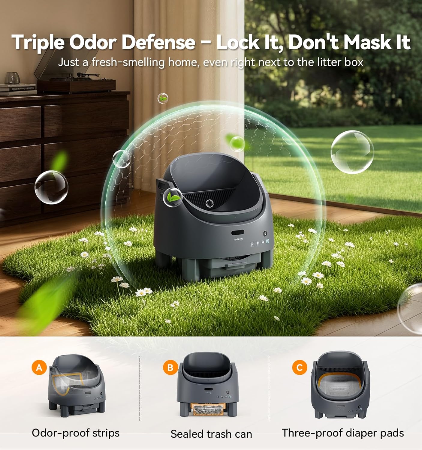 Thumbnail 3 de FeelNeedy Self-C Cleaning Open-Top Cat Litter Tray with App Control