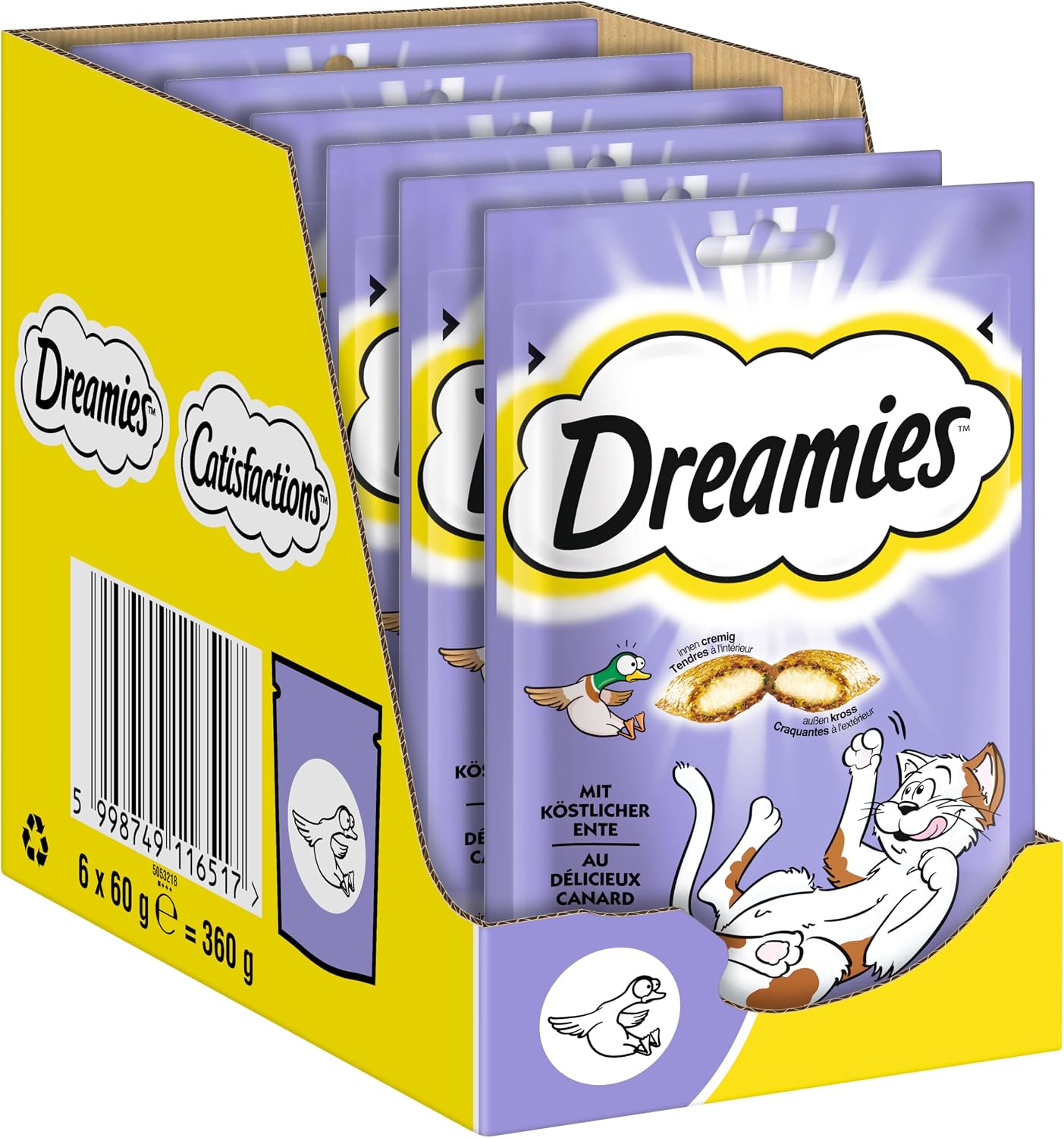 Detalle 2 de DREAMIES Katzensnacks – Variety Box 12x60 g mit Huhn, Käse und Lachs