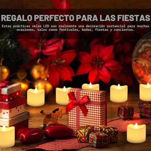 Detalle de CNMTCCO 24 velas LED a pilas sin llama (con 200 h) – set ondulado para decoración