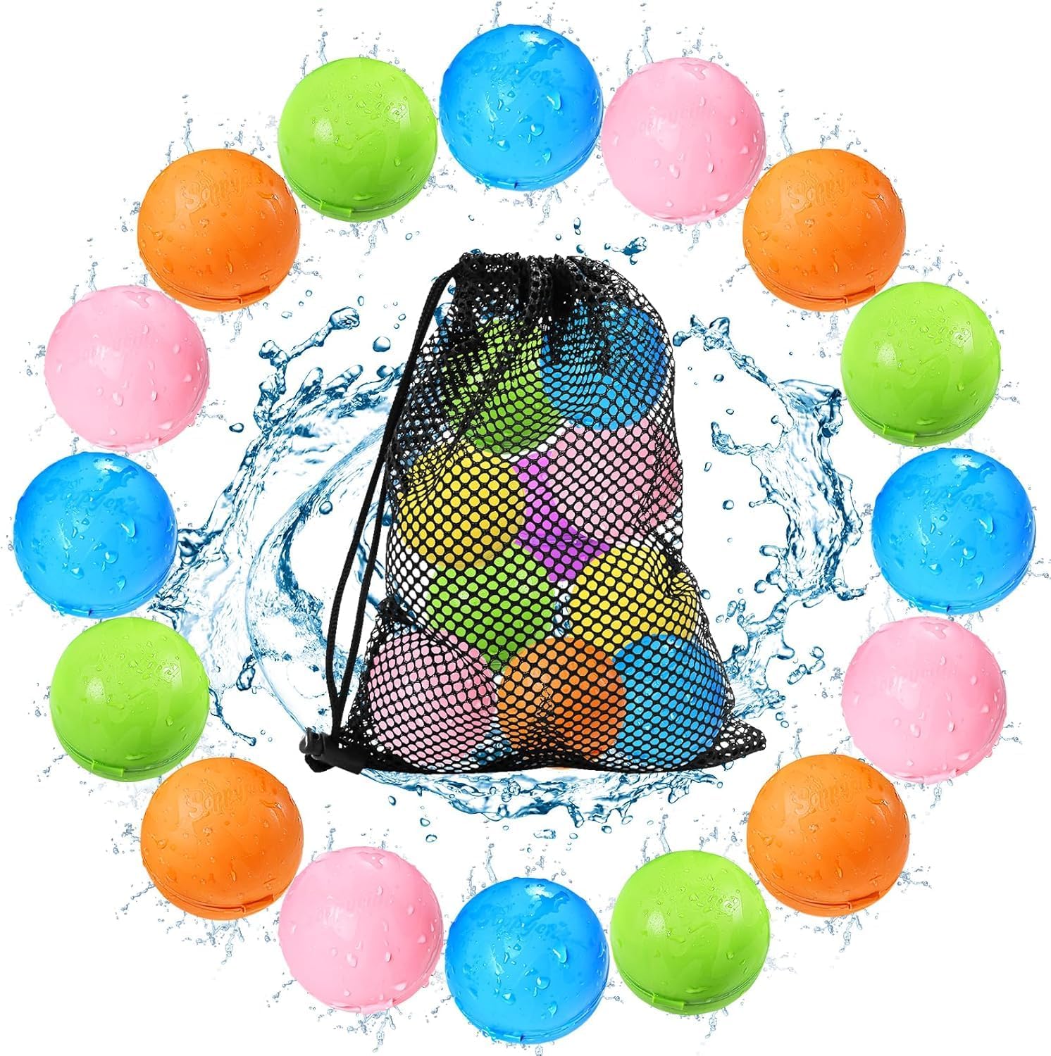 Detalle de Tlitlimom 16-Pack Reusable Water Bomb Balloons for Pool & Beach Fun (Ages 3–12)