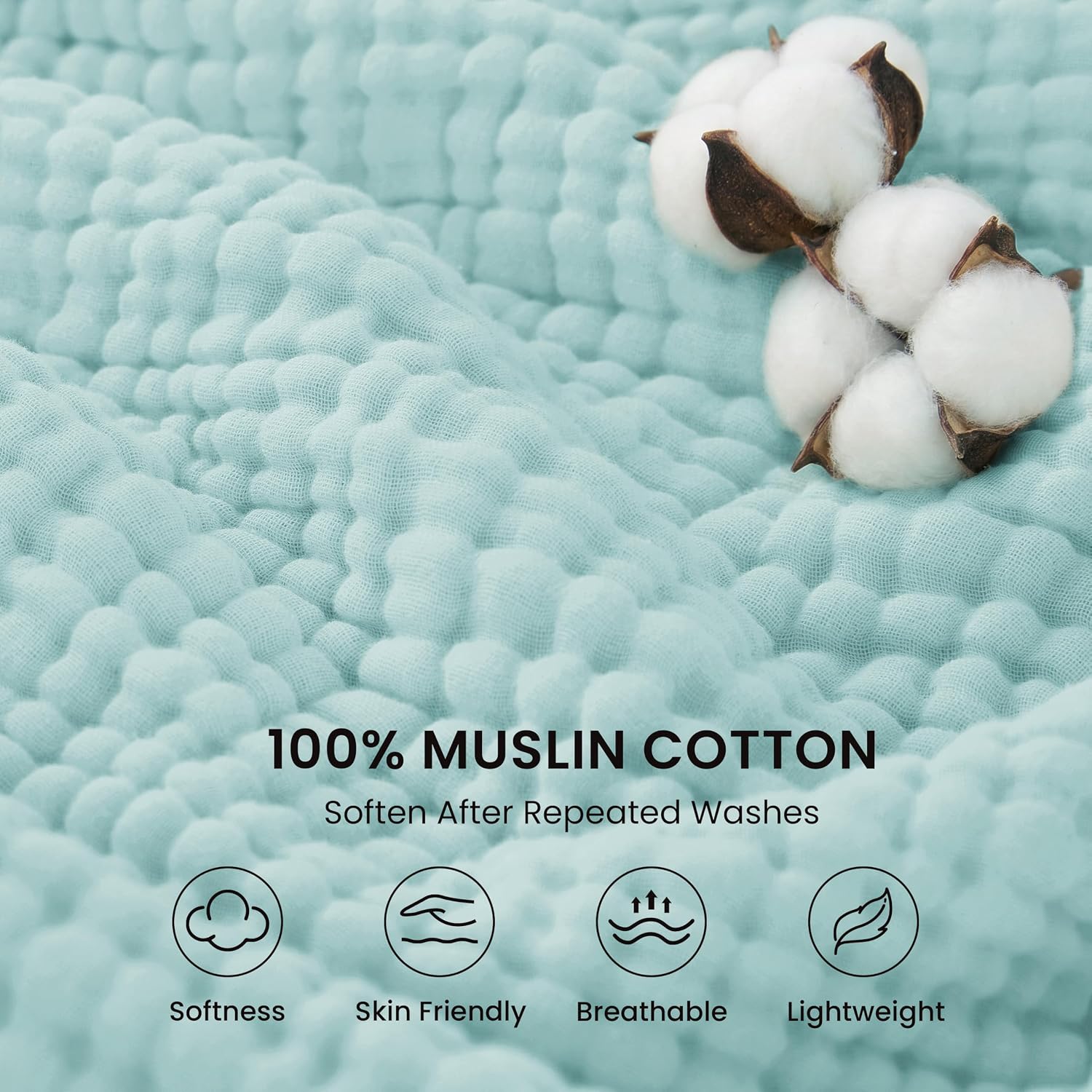 Detalle 2 de Love's cabin Cotton Muslin Throw Blanket, 100% Cotton