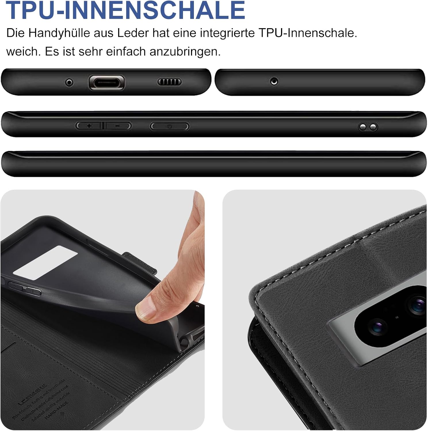 Detalle 2 de Giyer Hülle für Google Pixel 8 5G – Klappetui mit Displayschutzfolie