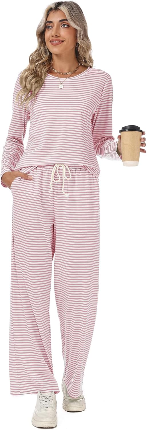 Detalle 2 de Rapbin Schlafanzug Damen Lang – Zweiteiliger Pyjama-Set aus Polyester-Elasthan