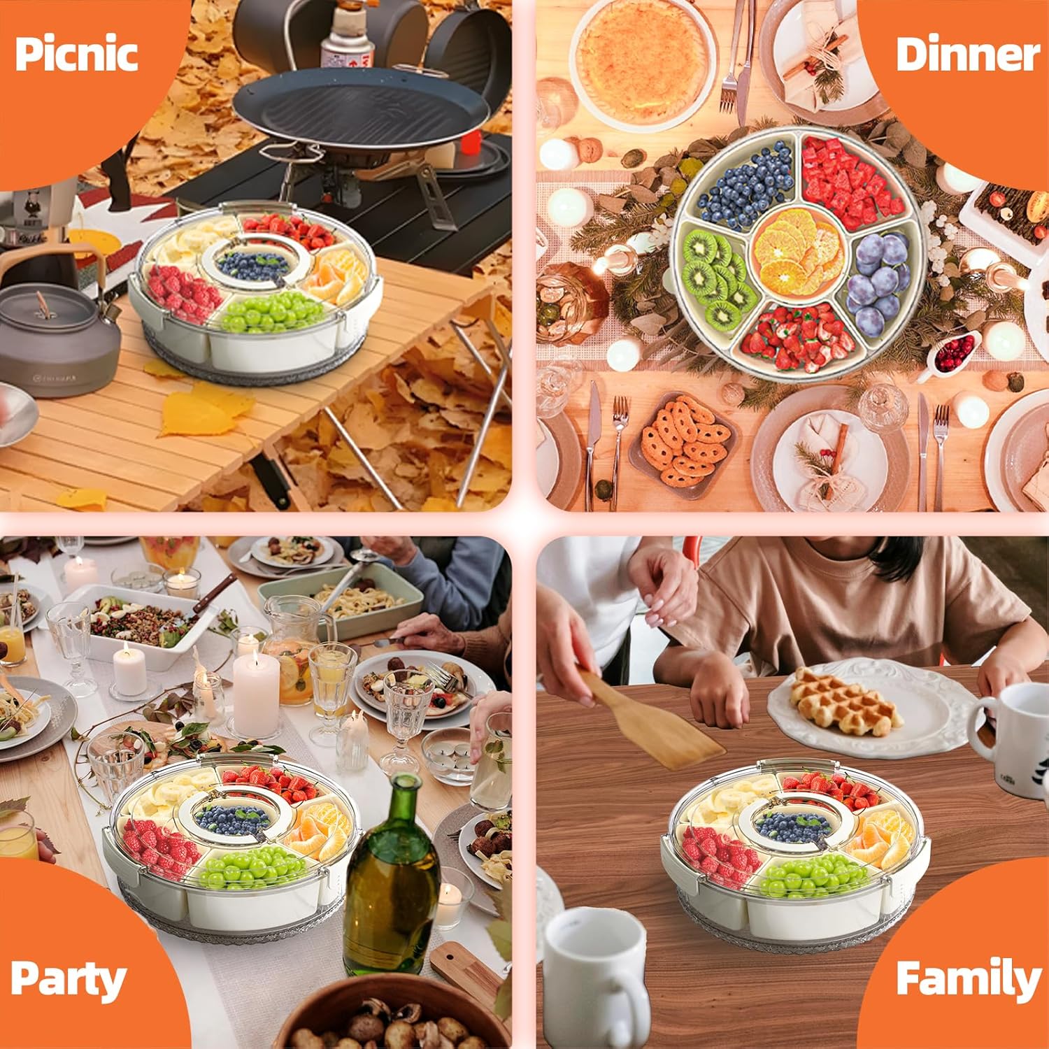 Thumbnail 4 de riyeloi Divided Serving Tray 6-Compartment