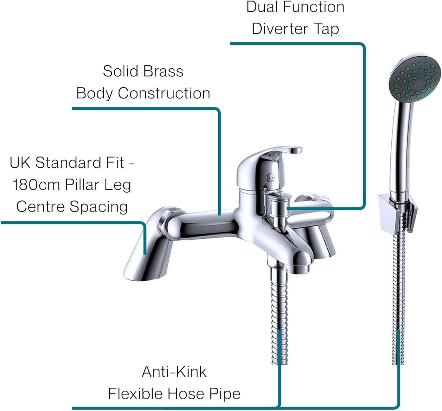 Thumbnail 2 de Xcel Home Modern Bath & Shower Mixer Tap 1 Pack