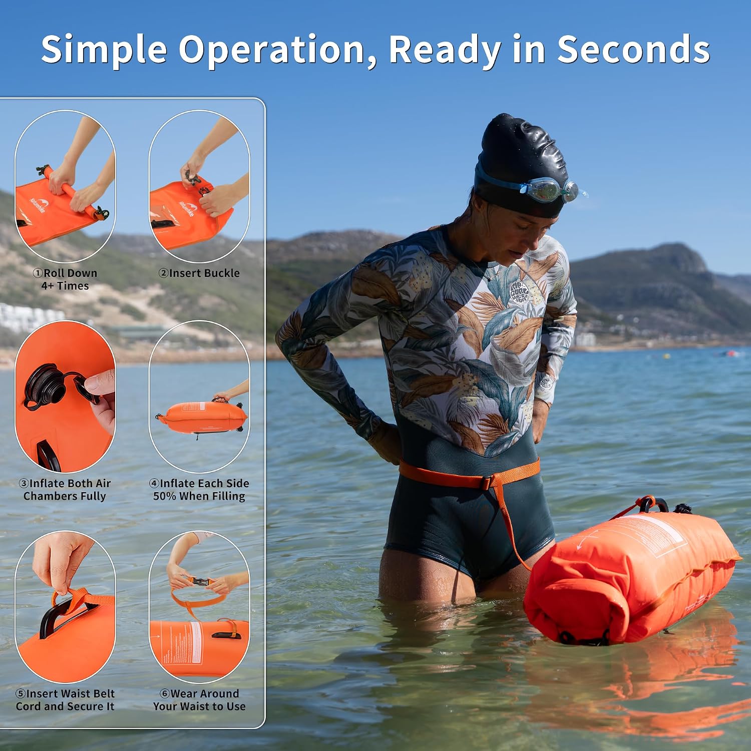 Detalle 2 de Naturehike NH17S001-G 25 L Roll-Top Dry Bag, PVC, Orange