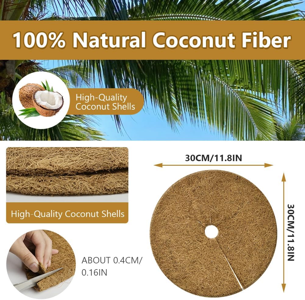 Detalle de OFFCUP Tapis de Coco Plantes – 4 disques paillage 30 cm pour pot et jardin