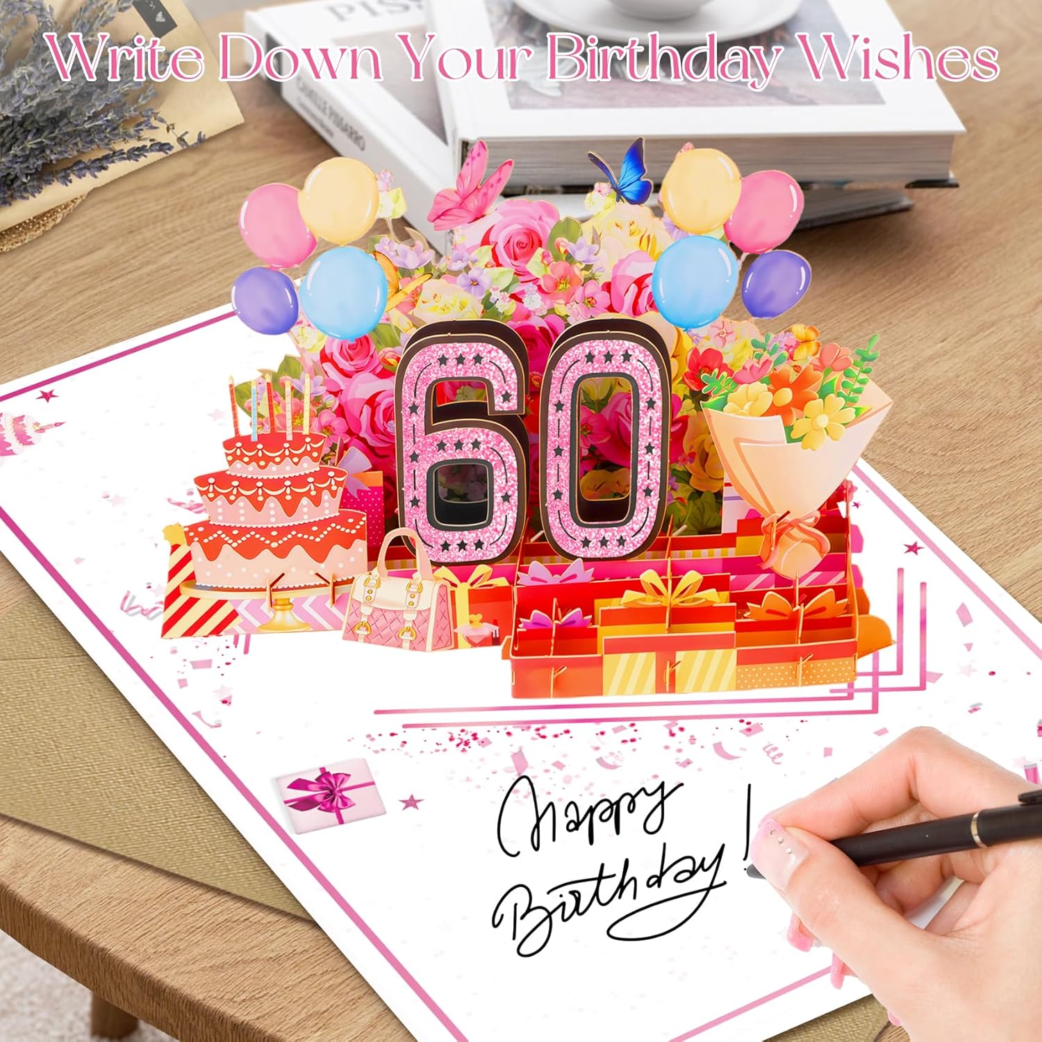 Thumbnail 2 de Awrmoo 60th Birthday Cards for Women – 3D Pop Up 60th Card with Rose Gold 1966 Gilded Cover