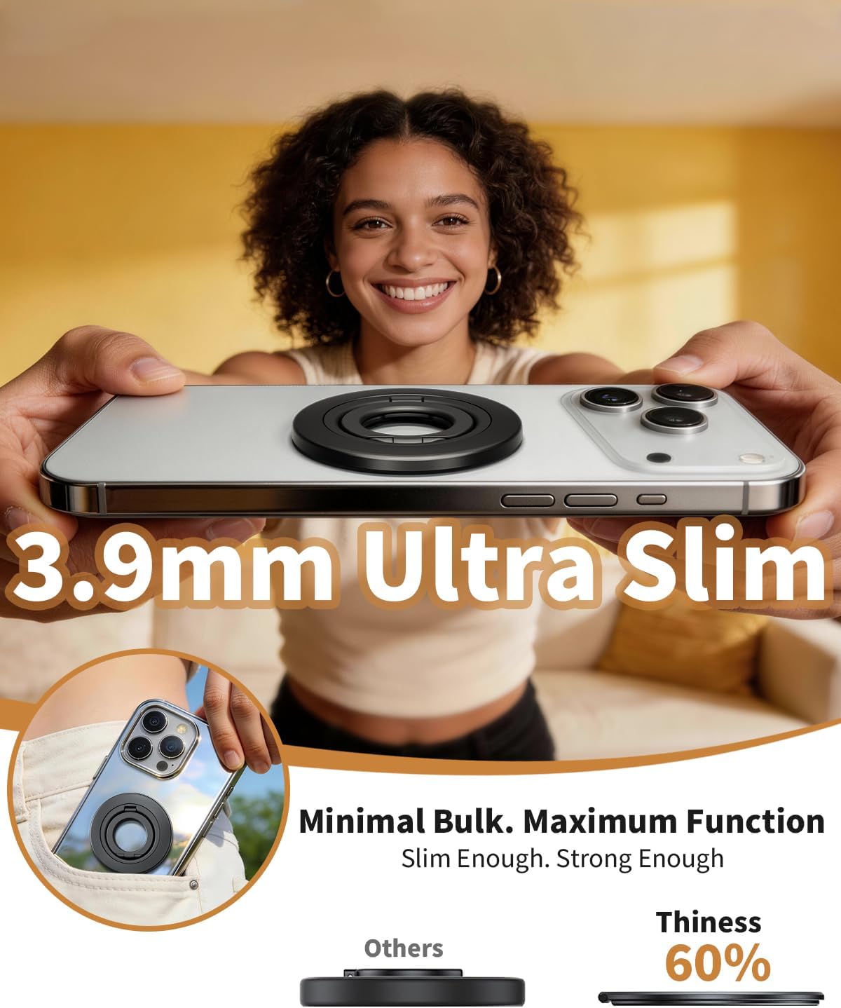Thumbnail 1 de Orivexus Magnetic Phone Ring Holder with 360° Rotation