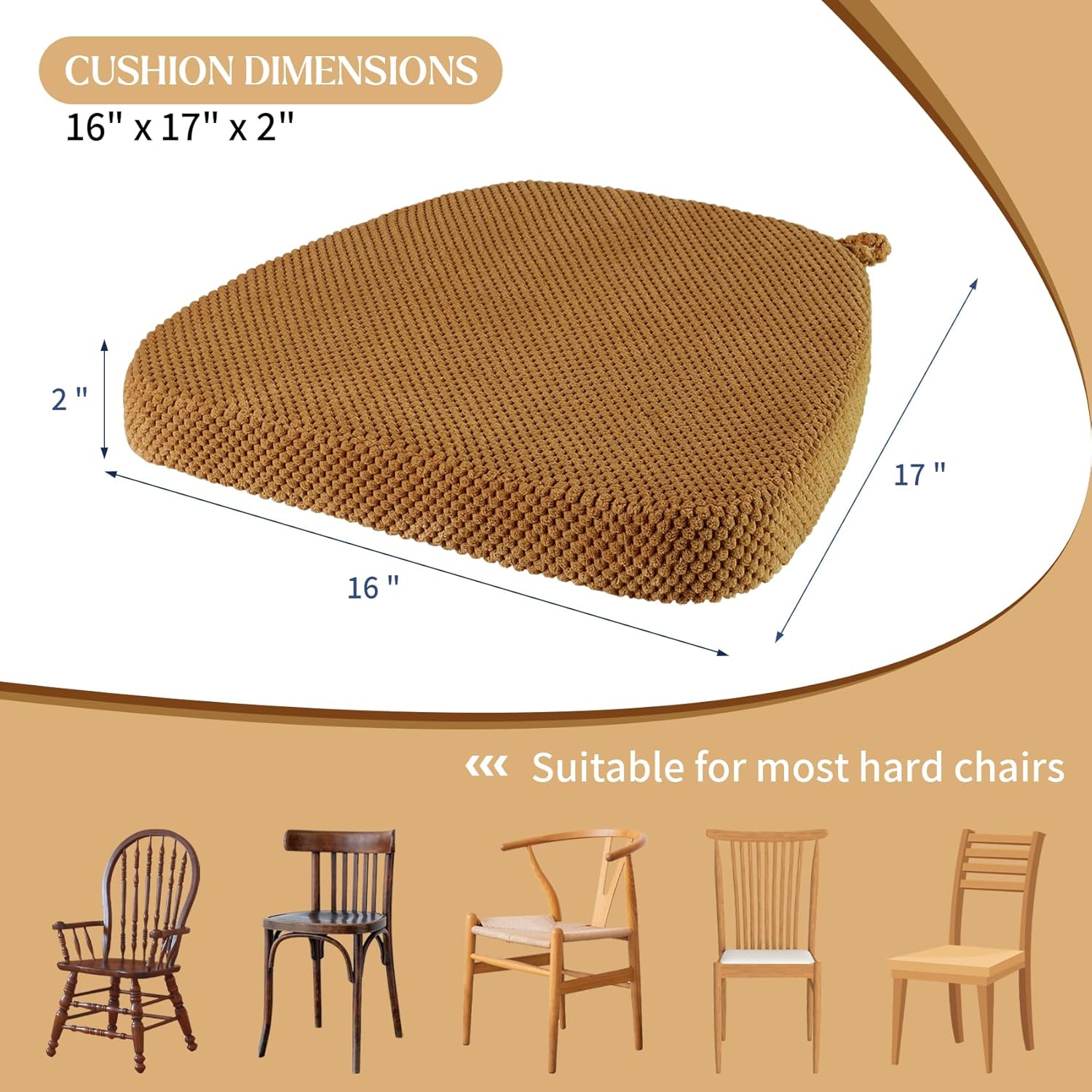 Detalle 2 de PRONOUS 4 Pack Brown D-Shape Chair Cushions 17"x16"