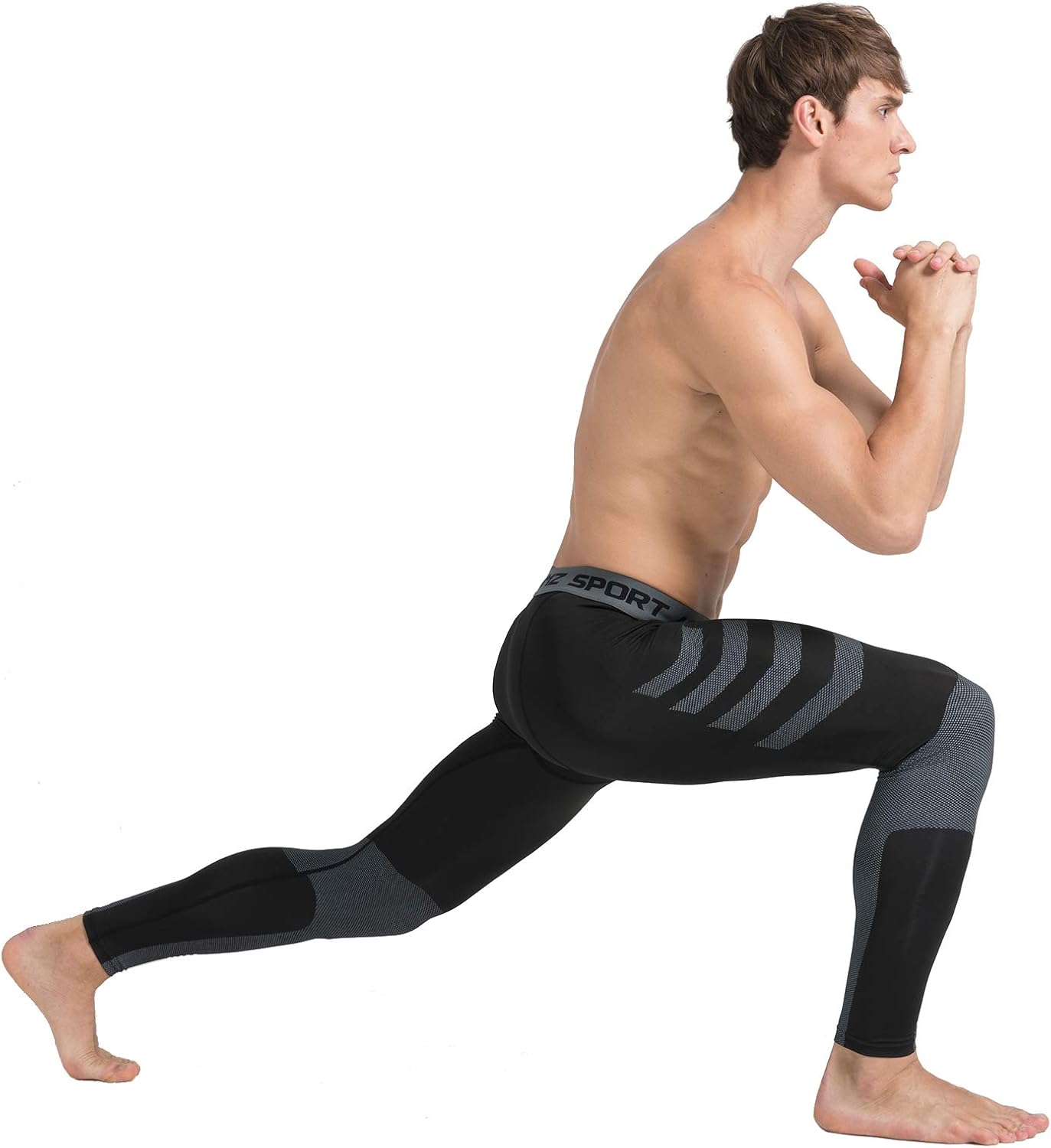 Detalle 2 de AMZSPORT Pantaloni sportivi compressione uomo leggings asciugatura rapida