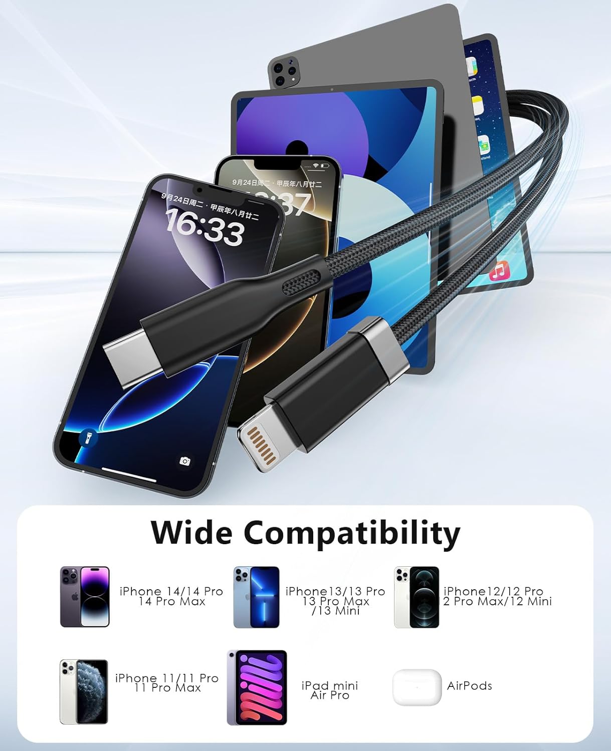 Thumbnail 6 de Magtame StayCable USB-C to Lightning with magnetic cord holder (1.5m) – braided fast charging and data sync