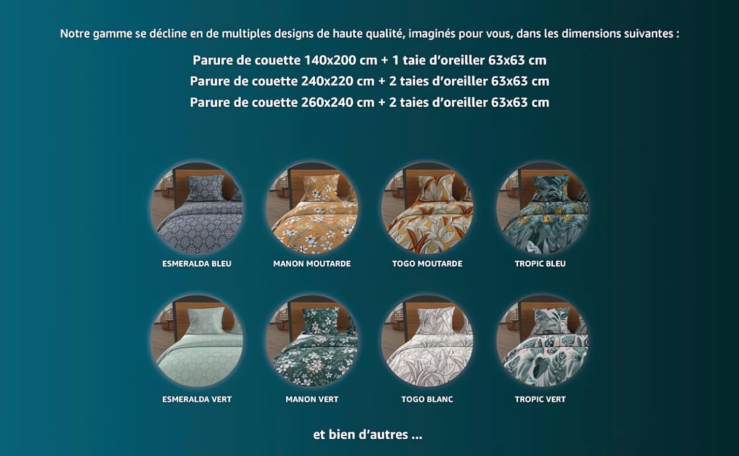 Detalle de Valentine Housse de Couette + 1 taie, Gris, 140x200 cm — Soleil d'ocre